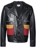 Maison Margiela Contrast Pockets Leather Jacket - Black