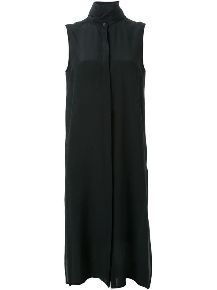 Strateas Carlucci Sleeveless Split Shirt, Women's, Size: Large, Black, Silk