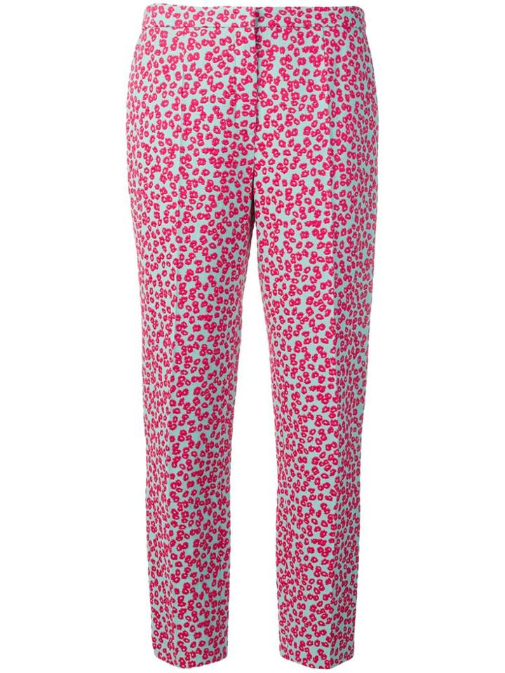 Escada Leopard-jacquard Trousers - Blue