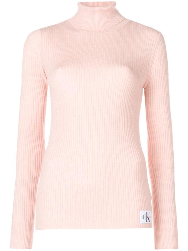 Ck Jeans Turtle-neck Fitted Top - Pink & Purple