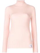 Ck Jeans Turtle-neck Fitted Top - Pink & Purple