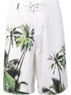 Osklen - Palm Tree Swim Shorts - Men - Polyester/spandex/elastane - 38, White, Polyester/spandex/elastane