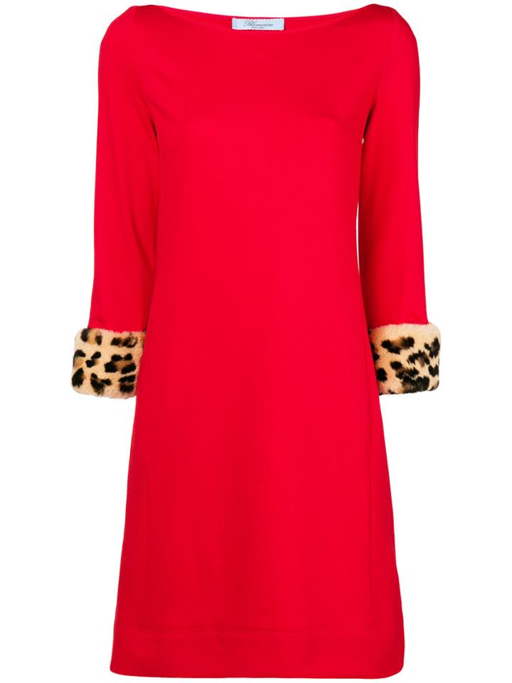 Blumarine Leopard Print Cuff Dress - Red