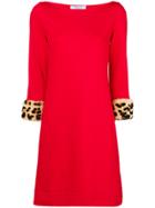 Blumarine Leopard Print Cuff Dress - Red