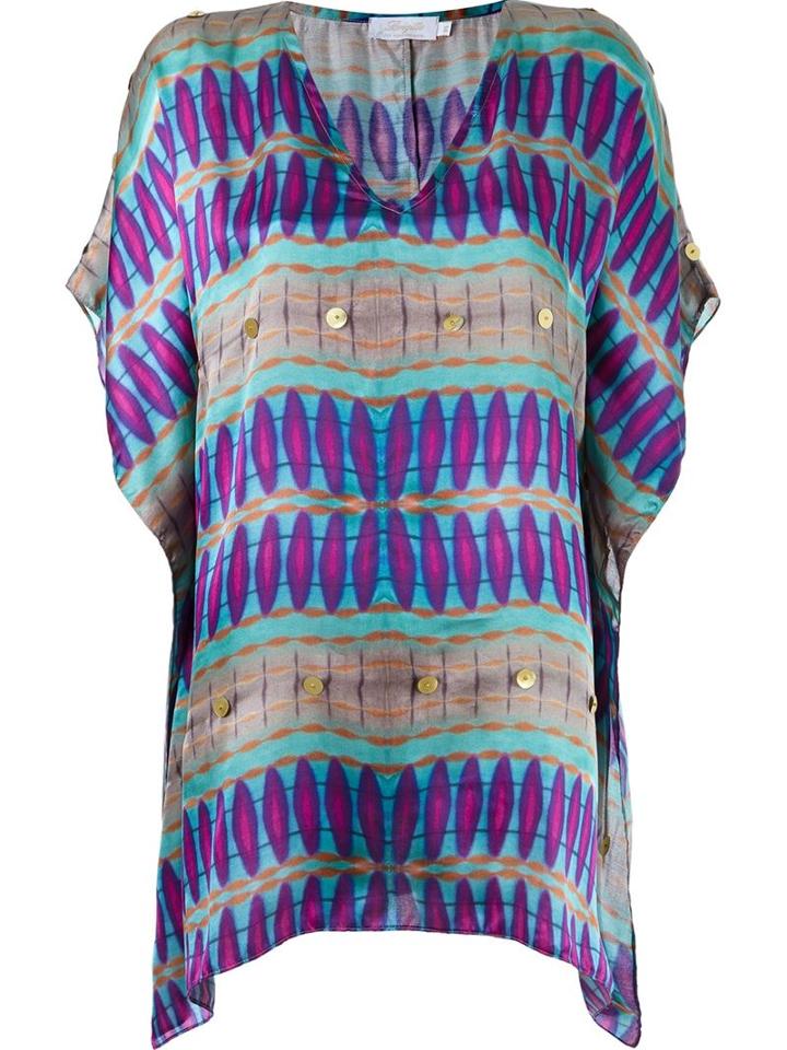 Brigitte V-neck Printed Beach Dress, Women's, Size: P, Pink/purple, Modal/silk