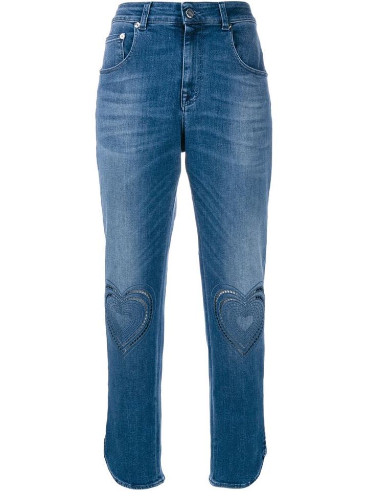 Christopher Kane Cut-out Heart Jeans, Women's, Size: 26, Blue, Cotton/polypropylene/polyurethane