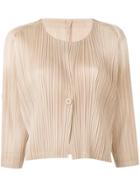 Pleats Please By Issey Miyake Cropped Pleated Jacket - Neutrals