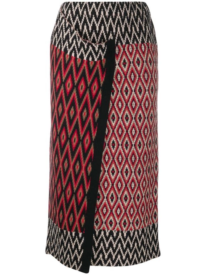 Semicouture Wrap-style Knitted Skirt - Red