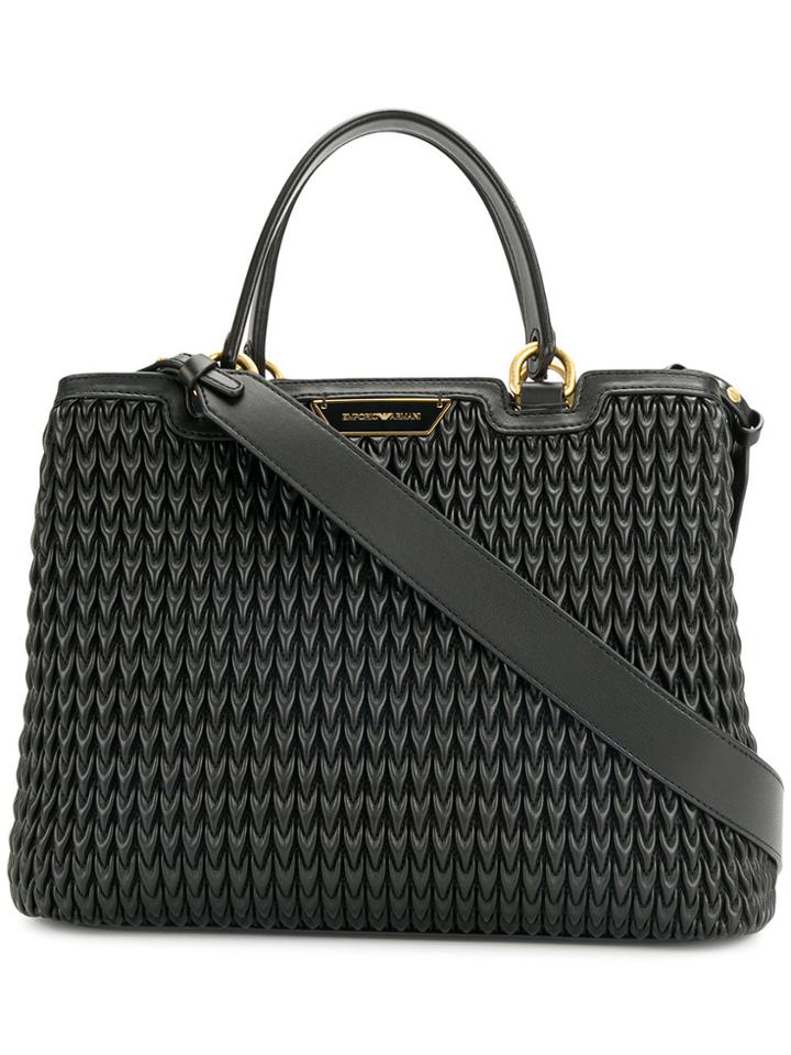Emporio Armani Quilted Shopper Tote Bag - Black