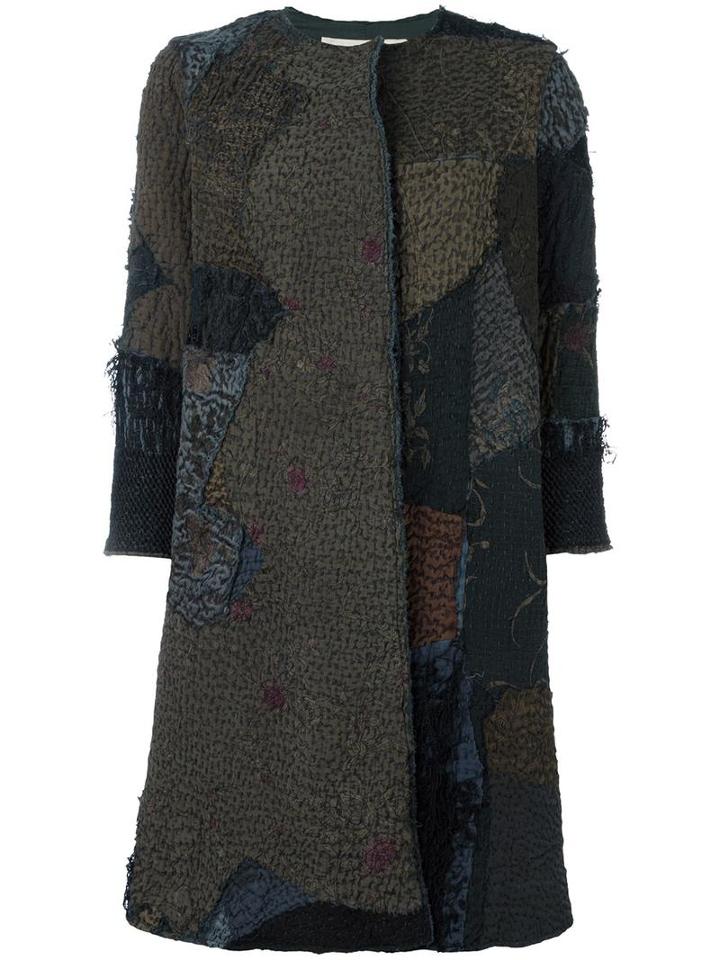 By Walid Patch Work Coat, Women's, Size: Small, Green, Silk/cotton