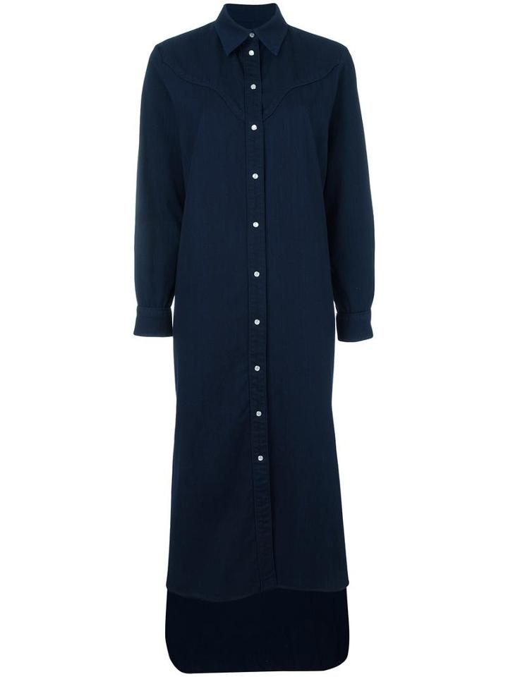 Mm6 Maison Margiela Maxi Shirt Dress, Women's, Size: 40, Blue, Cotton