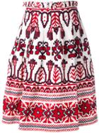 Samantha Sung - Flared Printed Skirt - Women - Cotton/spandex/elastane - 2, White, Cotton/spandex/elastane