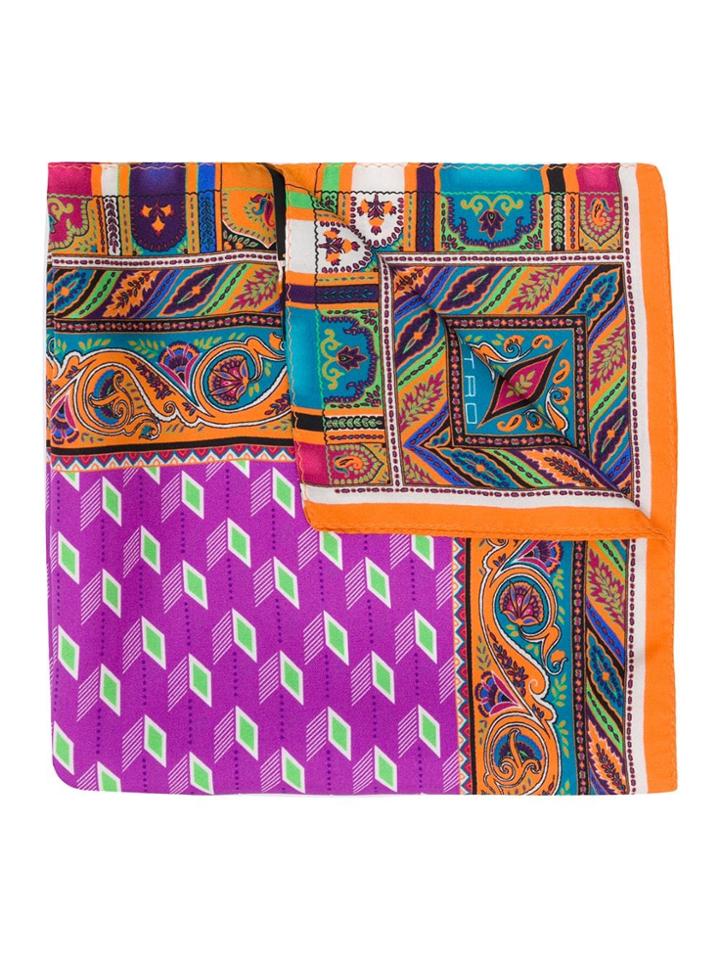 Etro Paisley-print Pocket Square - Purple