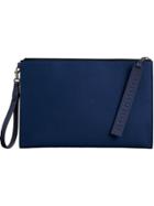 Burberry Grainy Leather Zip Pouch - Blue