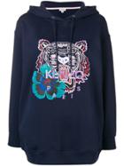 Kenzo Embroidered Hibiscus Tiger Hoodie - Blue