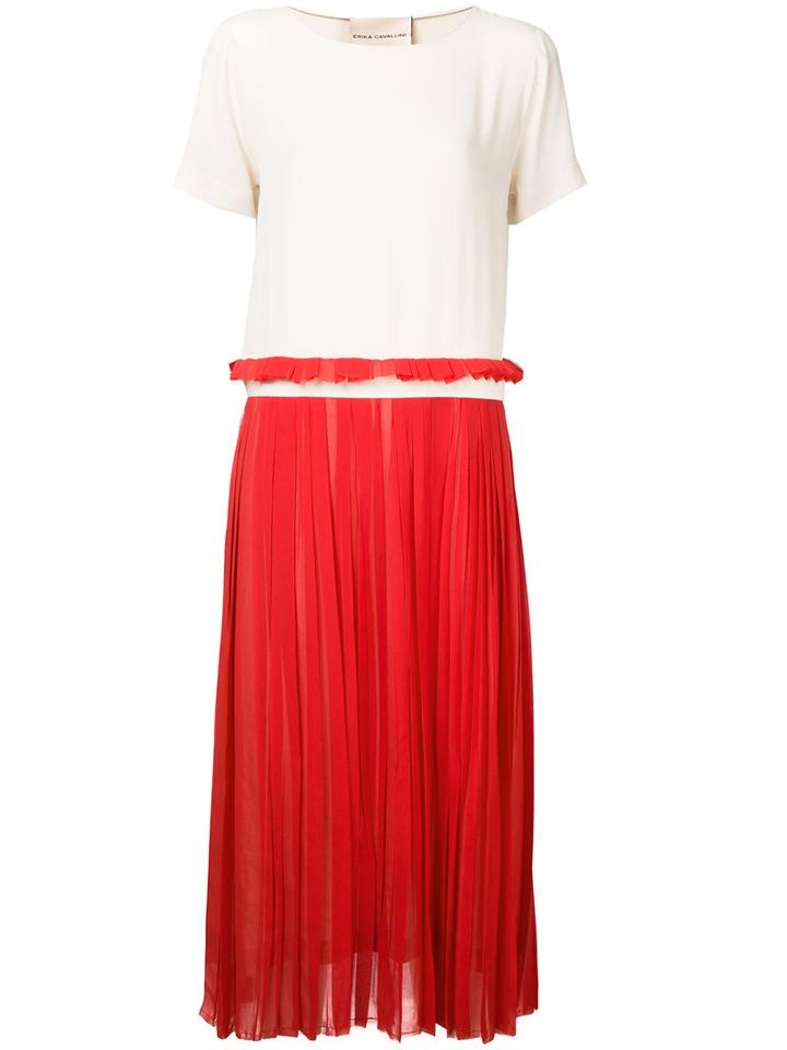 Erika Cavallini - Contrast Pleated Dress - Women - Silk/acetate - 42, Nude/neutrals, Silk/acetate