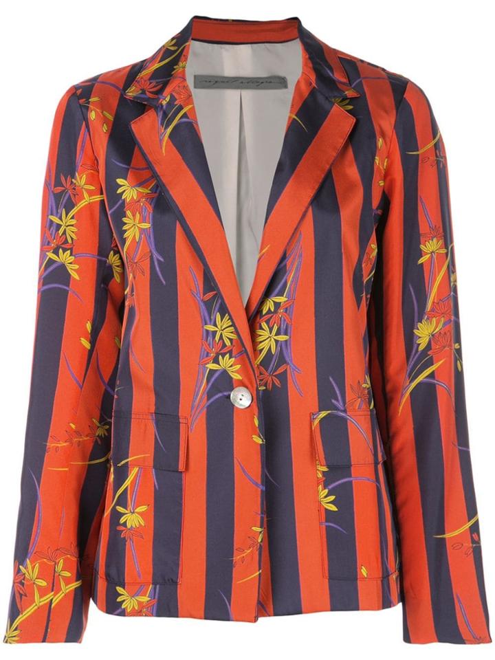 Raquel Allegra Striped Button Blazer - Blue