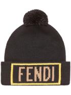 Fendi Logo Knitted Beanie - Black