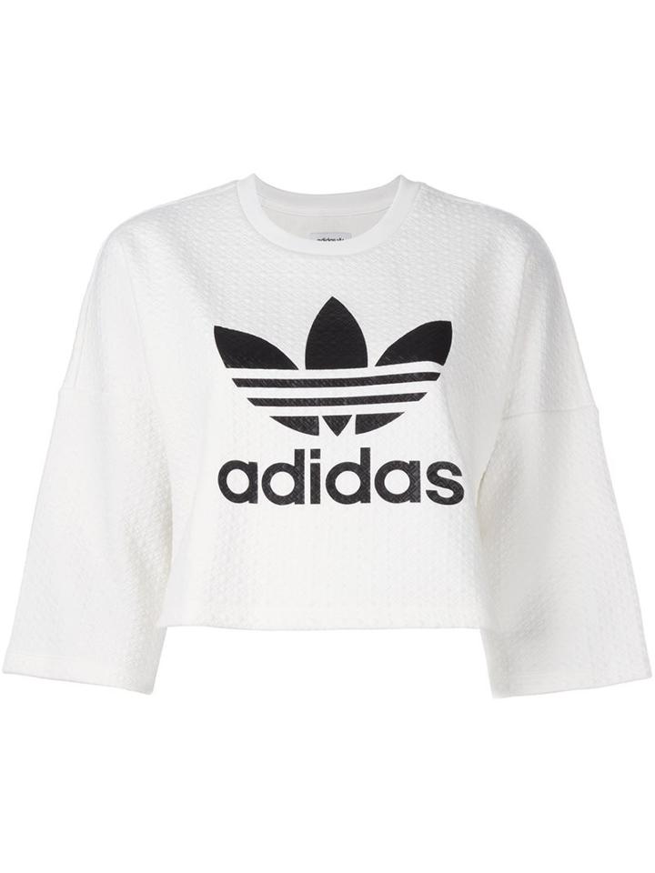 Adidas Originals Bonded Lace Crop Sweatshirt, Women's, Size: 42, White, Polyester/spandex/elastane/rayon