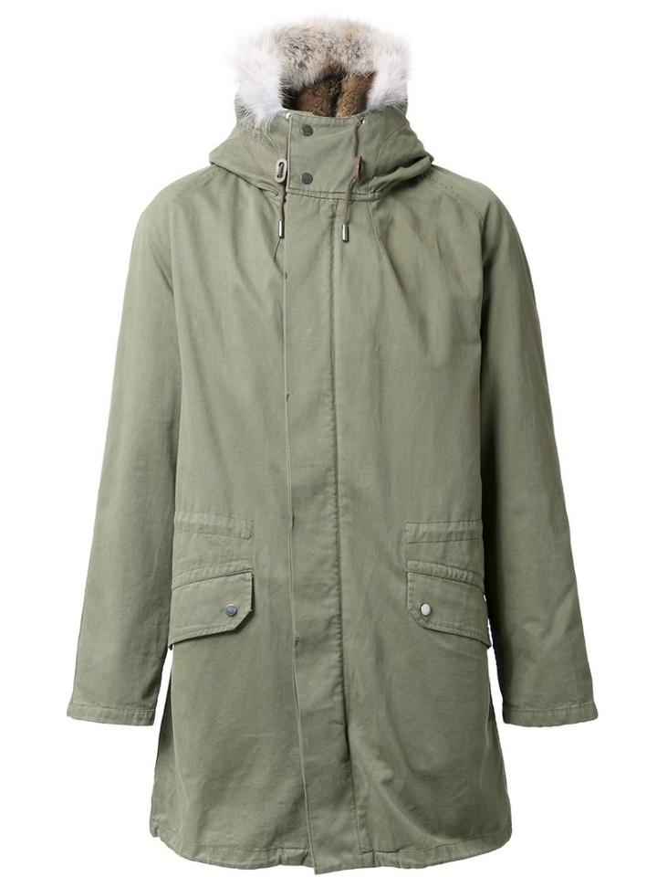 Yves Salomon Homme Lined Parka, Men's, Size: 50, Green, Cotton/acrylic/coyote Fur