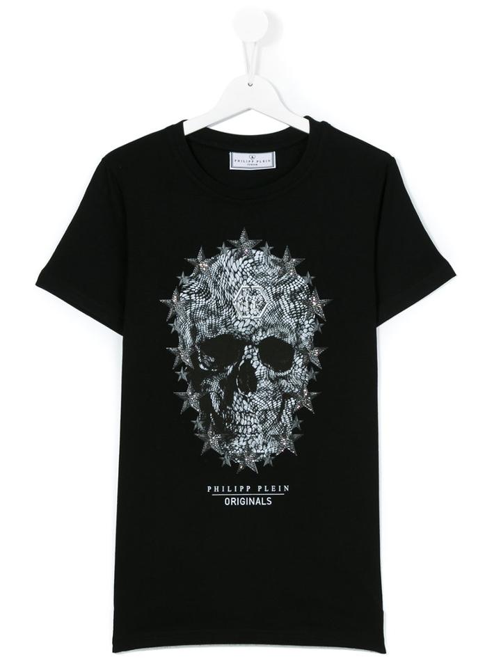 Philipp Plein Kids - Skull Print T-shirt - Kids - Cotton - 16 Yrs, Boy's, Black