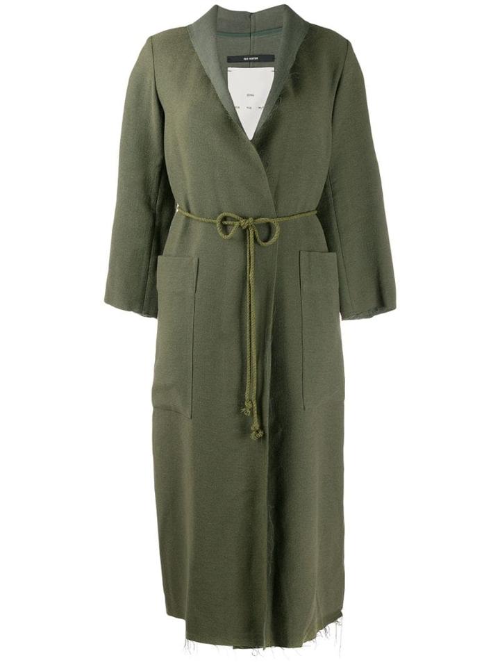 Song For The Mute Long Belted Coat - Green