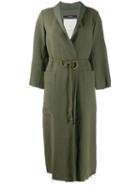 Song For The Mute Long Belted Coat - Green