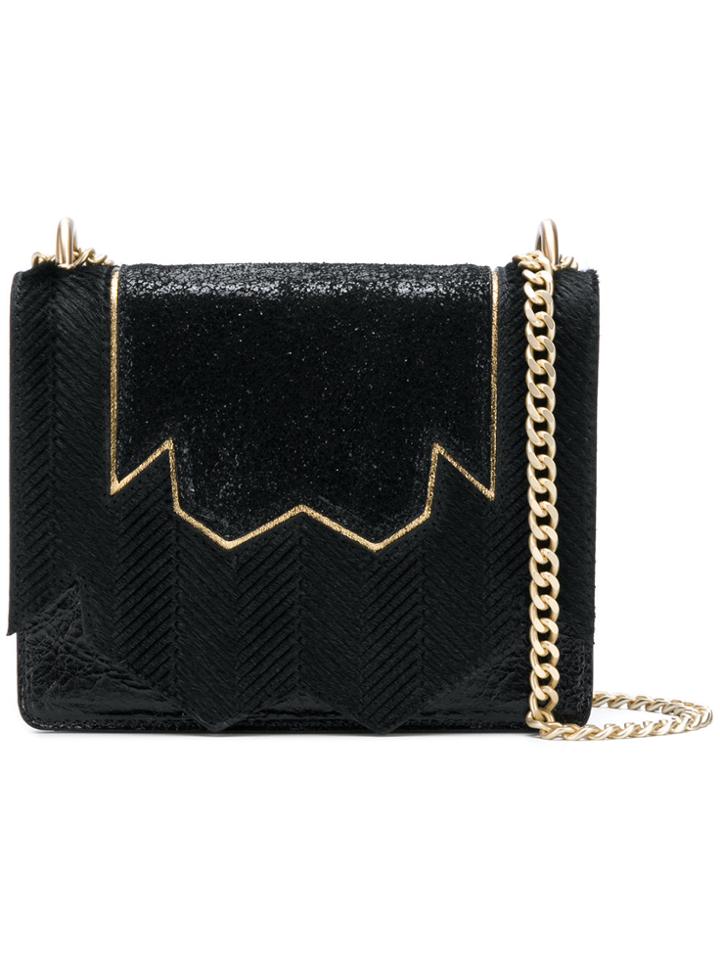 Just Cavalli Embellished Panelled Shoulder Bag - Black