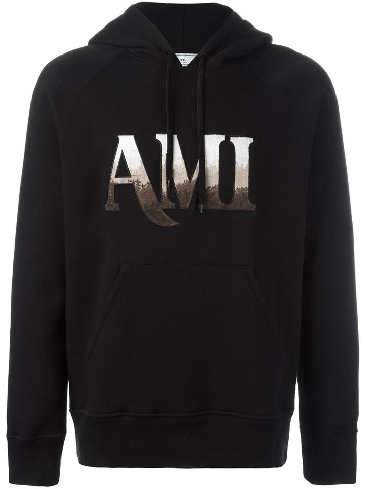 Ami Alexandre Mattiussi Logo Print Sweatshirt, Men's, Size: Small, Black, Cotton