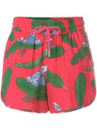 Zoe Karssen Wave And Palm Leaf Shorts - Red