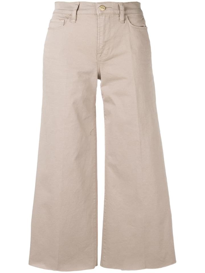 Frame Cropped Wide Leg Jeans - Neutrals