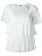 Sonia Rykiel Tiered Pleat Blouse, Women's, Size: 40, White, Cotton