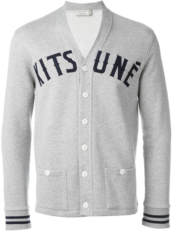 Maison Kitsuné Embroidered Logo Buttoned Sweatshirt