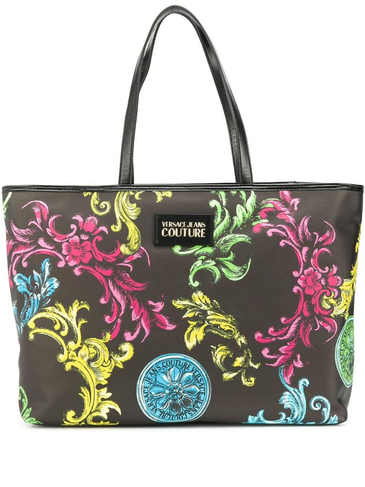 Versace Jeans Couture Floral Print Tote Bag - Black