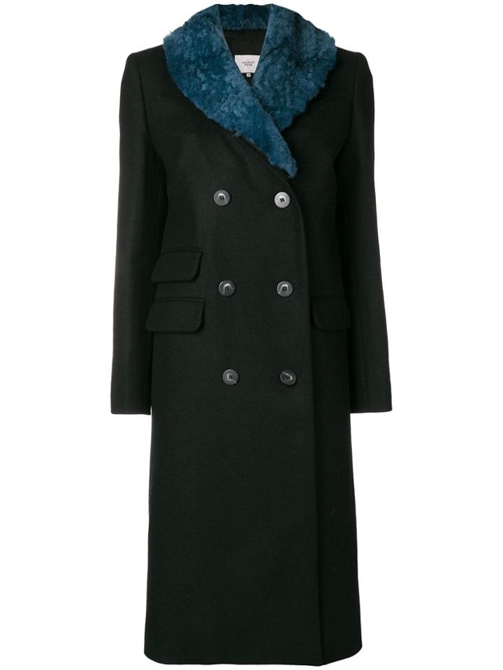 Maison Père Blue Collar Fur Coat - Black