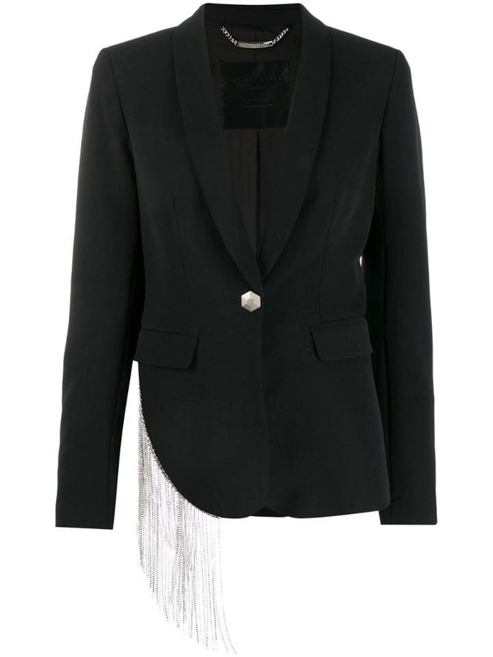 Philipp Plein Crystal Fringe Blazer - White