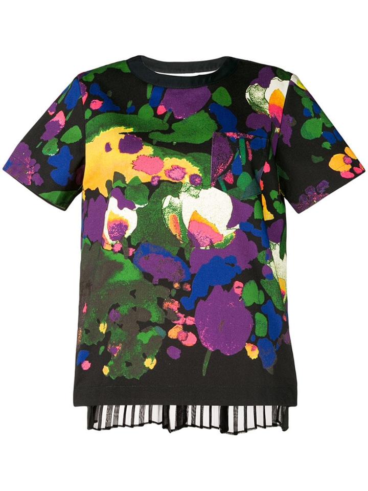 Sacai Printed Pleated T-shirt - Black