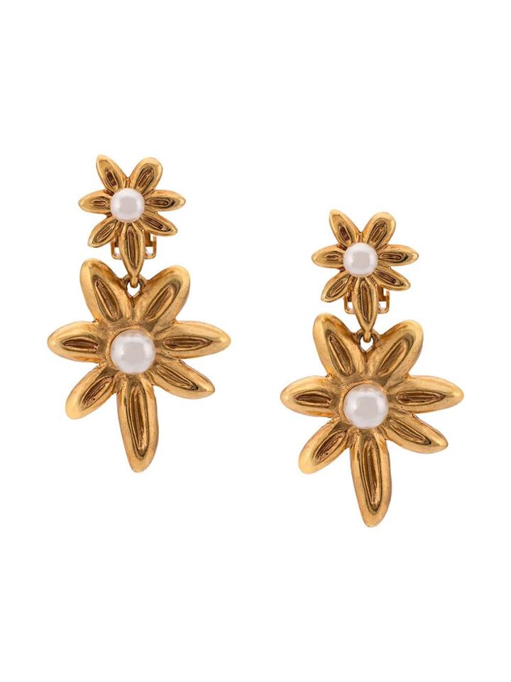 Oscar De La Renta Flower Button Earrings - Gold