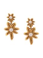 Oscar De La Renta Flower Button Earrings - Gold