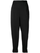 Prada Cropped Tapered Trousers - Black