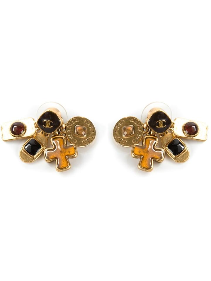 Chanel Vintage Multi-charm Earrings - Metallic
