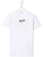 Msgm Kids Logo Print Crew Neck T-shirt - White