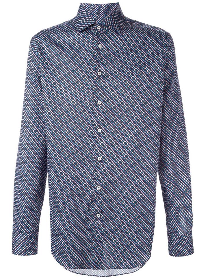 Etro Printed Shirt, Men's, Size: 44, Blue, Cotton