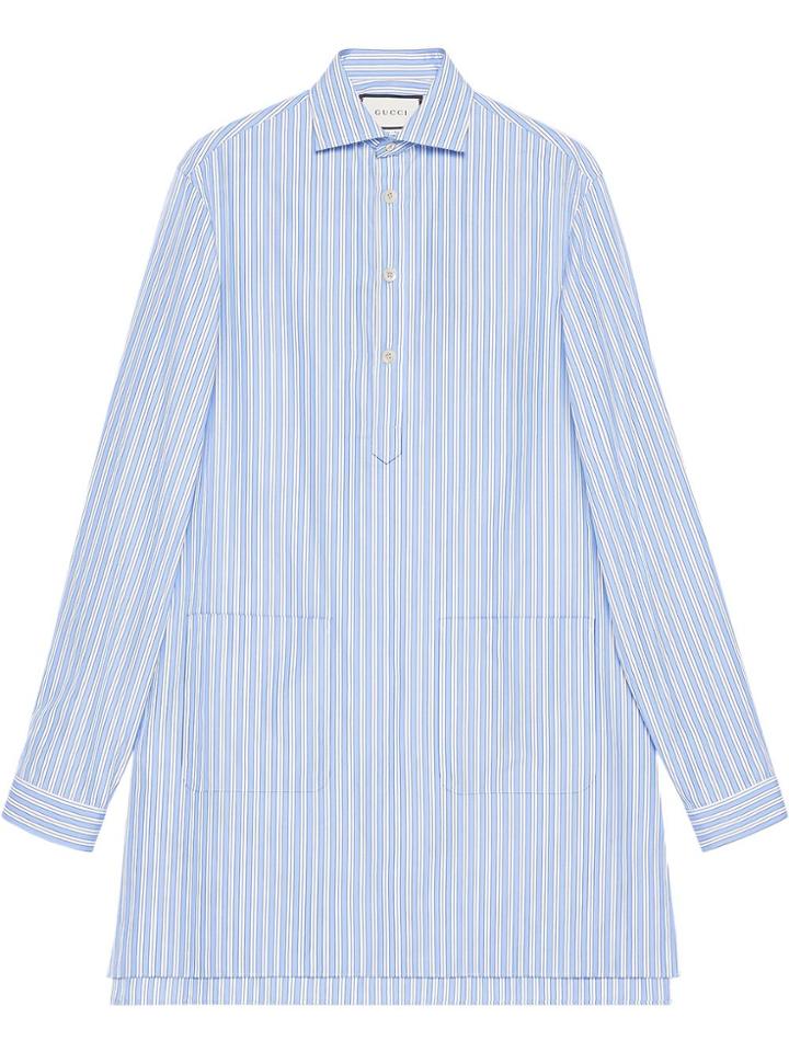 Gucci Camicia Oversize In Cotone Con Tasche - Blue
