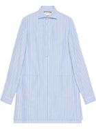 Gucci Camicia Oversize In Cotone Con Tasche - Blue