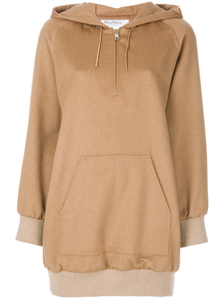 Max Mara Front Pocket Long Hoodie - Brown