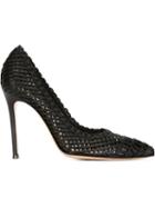 Gianvito Rossi Woven Stiletto Pumps, Women's, Size: 37, Black, Leather