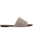 Rochas Flat Jewelled Slides With Leather Soles - Metallic