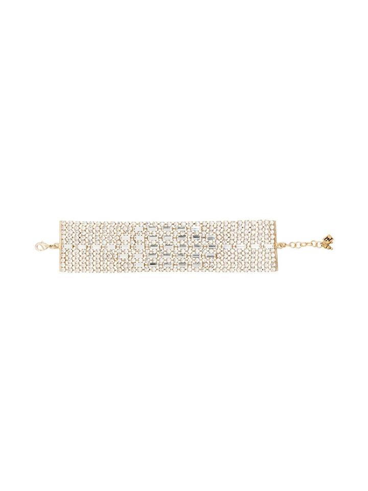 Rosantica Metallic Crystal Embellished Wide Bracelet - Gold