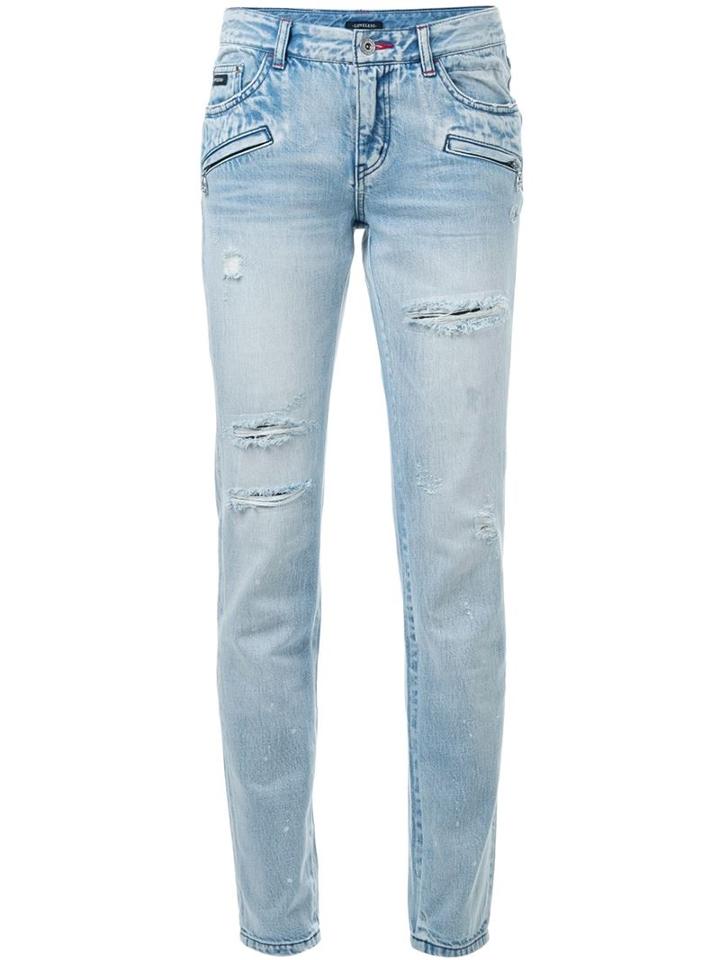 Loveless Distressed Skinny Jeans, Women's, Size: 34, Blue, Cotton/artificial Leather